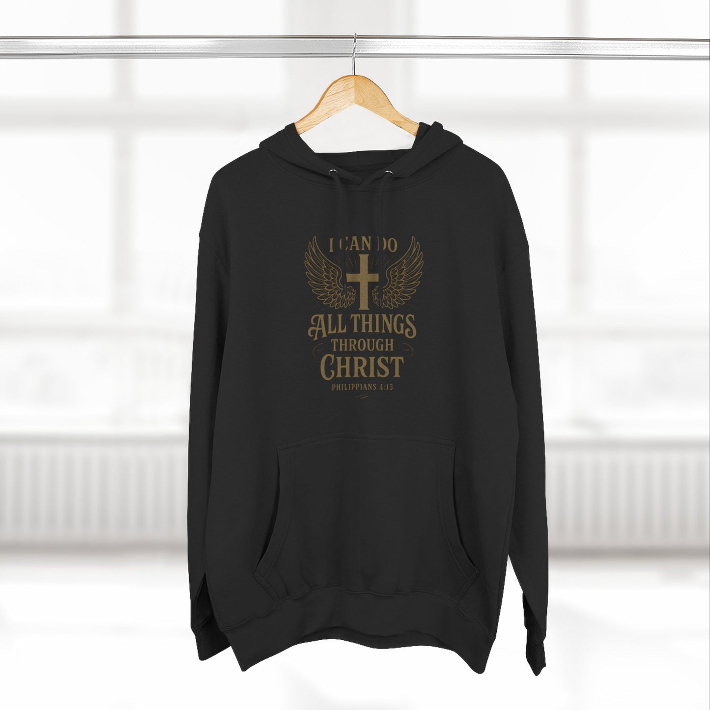 Faith-Inspired Fleece Hoodie – 'I Can Do All Things Through Christ'