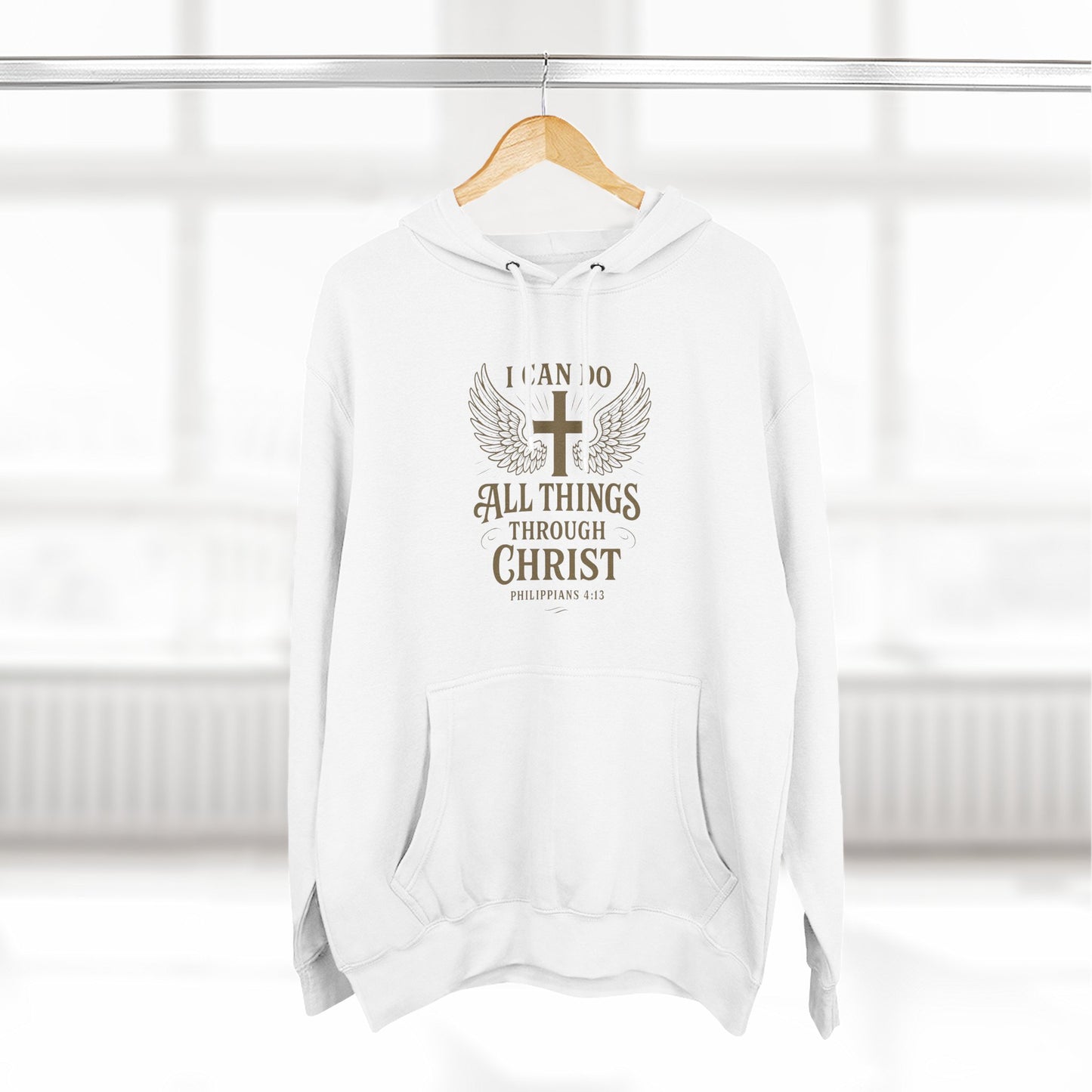 Faith-Inspired Fleece Hoodie – 'I Can Do All Things Through Christ'