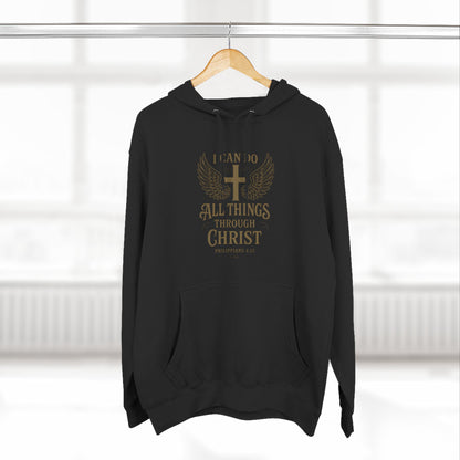 Faith-Inspired Fleece Hoodie – 'I Can Do All Things Through Christ'