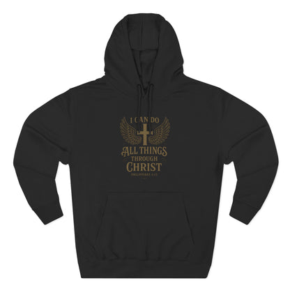 Faith-Inspired Fleece Hoodie – 'I Can Do All Things Through Christ'