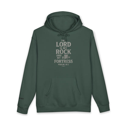 Psalm 18:2 Hoodie — "The Lord is My Rock and My Fortress" Christian Pullover