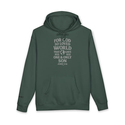 Christian Hoodie — “For God So Loved the World” John 3:16 Scripture Pullover
