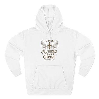Faith-Inspired Fleece Hoodie – 'I Can Do All Things Through Christ'